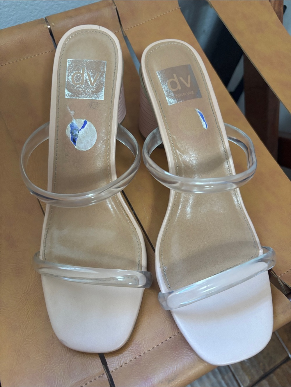 DV by Dolce Vita Clear-Strap Nude Block Heel Sandals